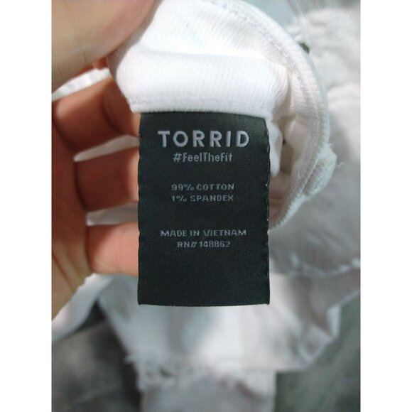 Torrid Jeans Womens 14R White Denim High Rise Straight Frayed Hem Button Fly - Picture 7 of 9
